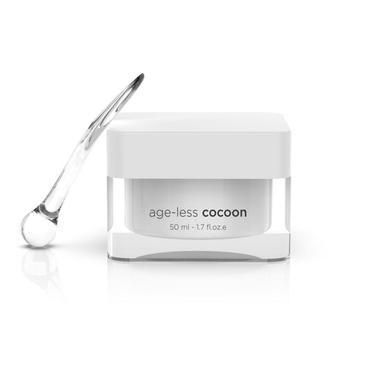 Age Less Cocoon in a container, showcasing its rich peptide-based anti-aging formula.