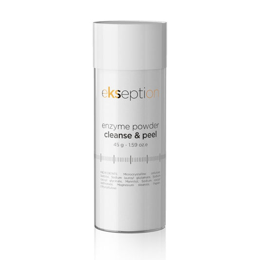 Enzyme Powder Cleanse & Peel packaging, showing its powder-to-foam transformation.