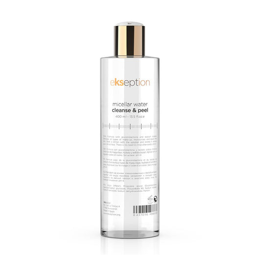 Micellar Water Cleanse & Peel bottle, designed for effective and gentle skin cleansing.