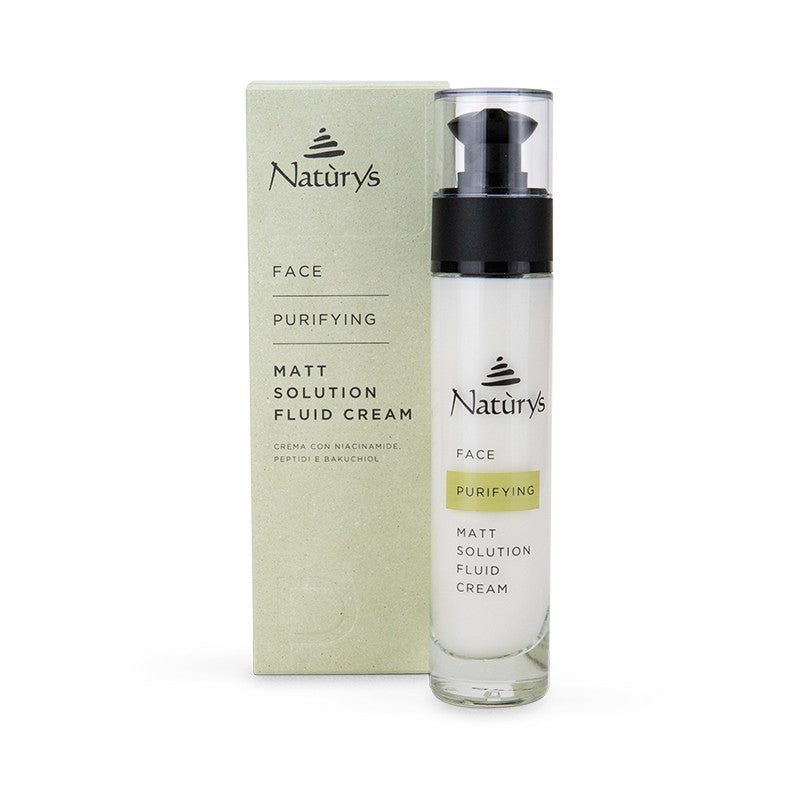 Natùrys Matt Solution Fluid Cream - 50 ml bottle for matte finish and oily skin care